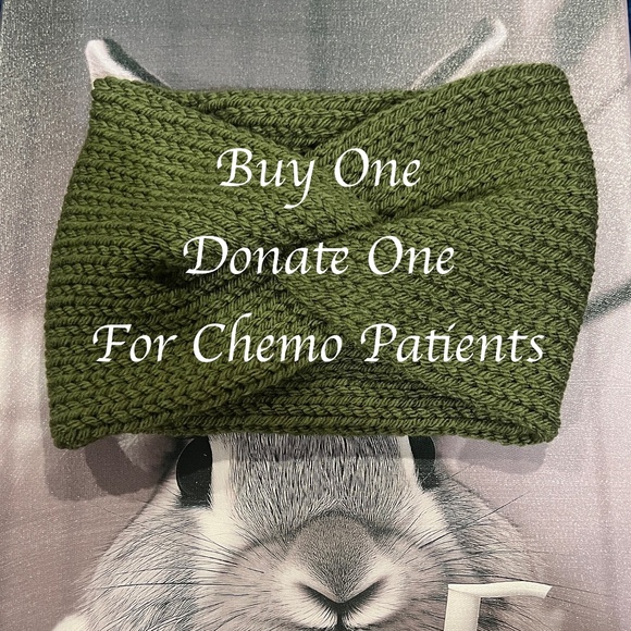 Green and Gray Knit Headband Ear Warmer - Picture 3 of 8